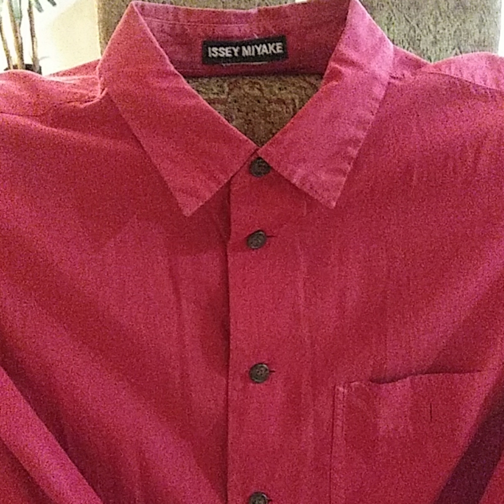 Mens Long Sleeved ISSEY MIYAKE Red Cotton